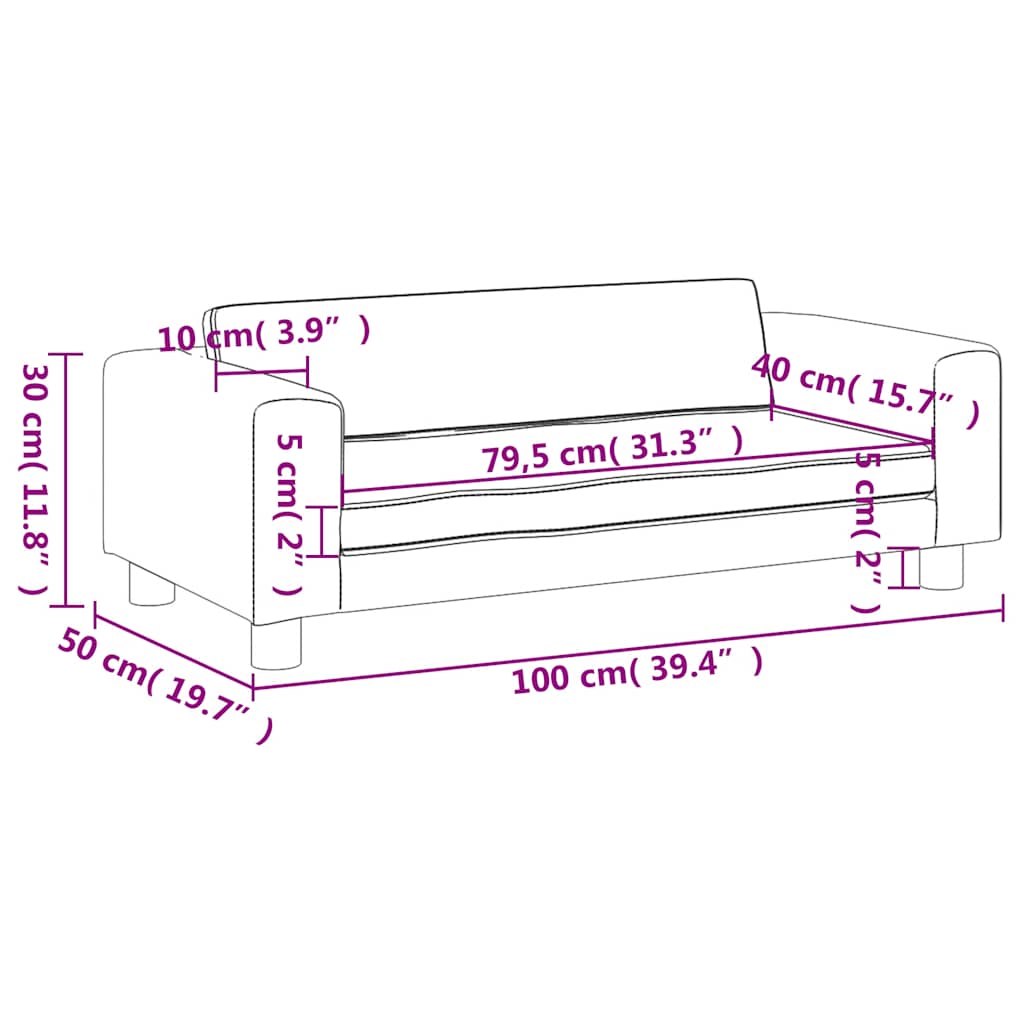 vidaXL Καναπές Παιδικός με Υποπόδιο Κρεμ 100x50x30 εκ. Βελούδινος