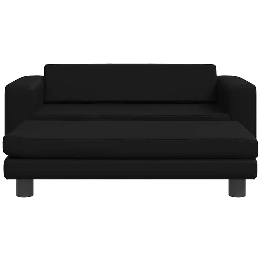 vidaXL Καναπές Παιδικός με Υποπόδιο Μαύρος 100x50x30 εκ. Συνθ. Δέρμα