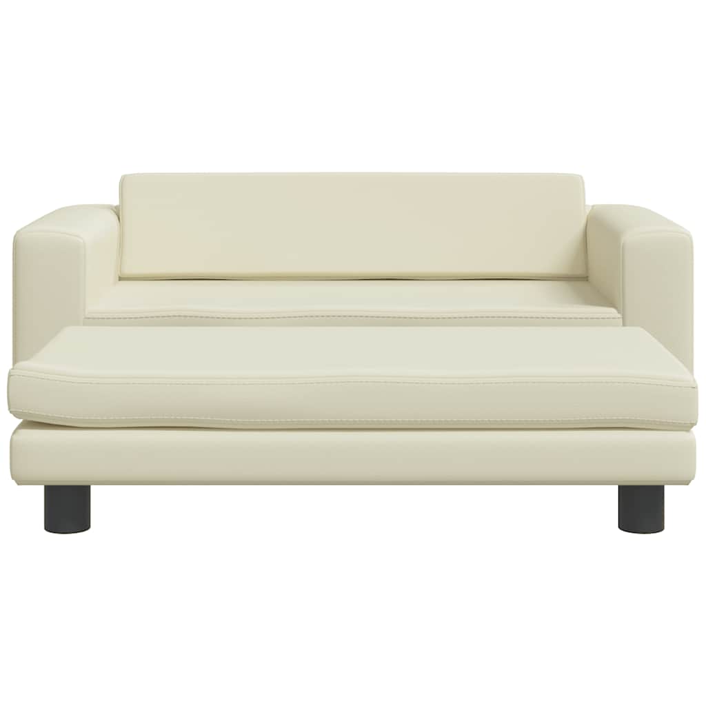 vidaXL Καναπές Παιδικός με Υποπόδιο Κρεμ 100 x 50 x 30 εκ. Συνθ. Δέρμα