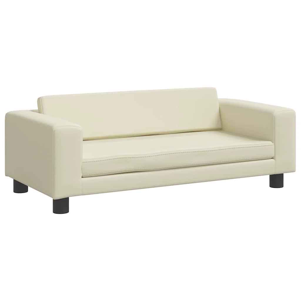 vidaXL Καναπές Παιδικός με Υποπόδιο Κρεμ 100 x 50 x 30 εκ. Συνθ. Δέρμα