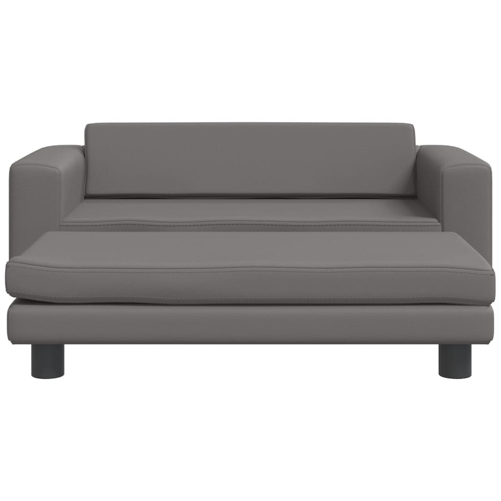 vidaXL Καναπές Παιδικός με Υποπόδιο Γκρι 100 x 50 x 30 εκ. Συνθ. Δέρμα