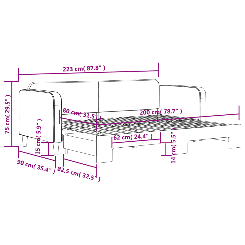 vidaXL Καναπές Κρεβάτι Συρόμενος Ανοιχτό Γκρι 80 x 200 εκ. Υφασμάτινος