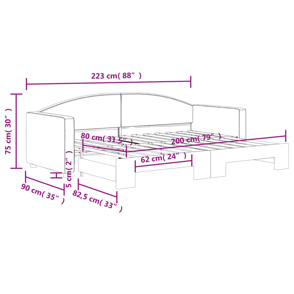 vidaXL Καναπές Κρεβάτι Συρόμενος Κρεμ 80 x 200 εκ. Υφασμάτινος