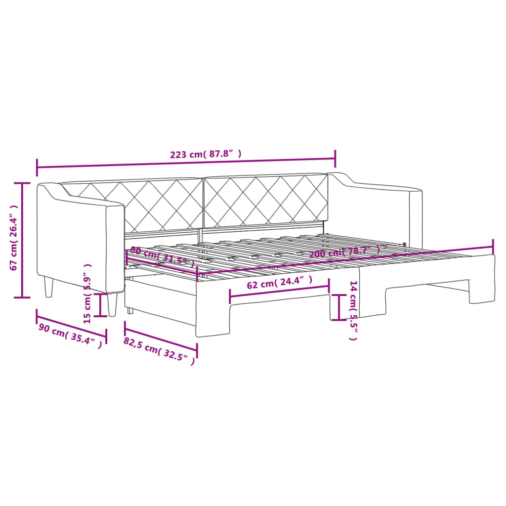 vidaXL Καναπές Κρεβάτι Συρόμενος Taupe 80 x 200 εκ. Υφασμάτινος