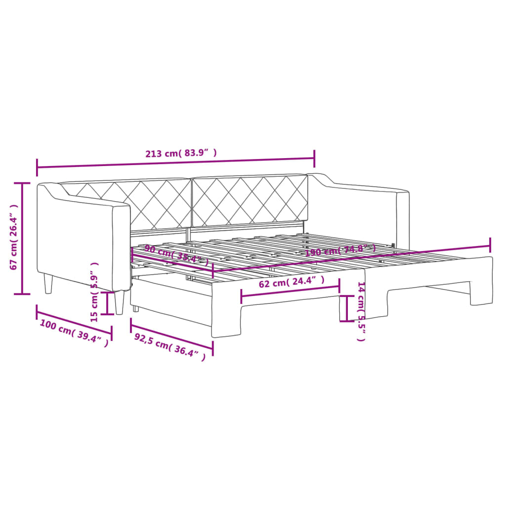 vidaXL Καναπές Κρεβάτι Συρόμενος Ανοιχτό Γκρι 90 x 190 εκ. Υφασμάτινος