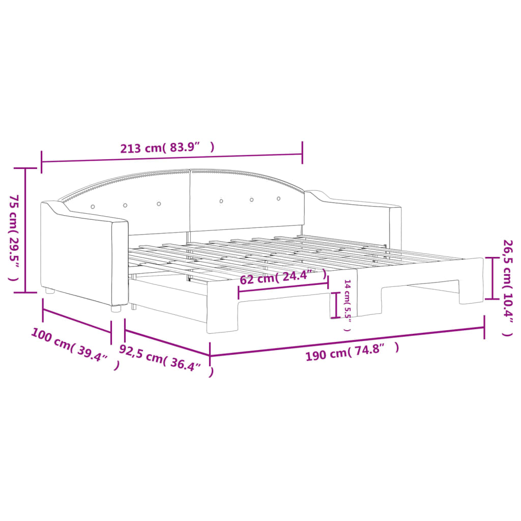 vidaXL Καναπές Κρεβάτι Συρόμενος Ανοιχτό Γκρι 90 x 190 εκ. Υφασμάτινος