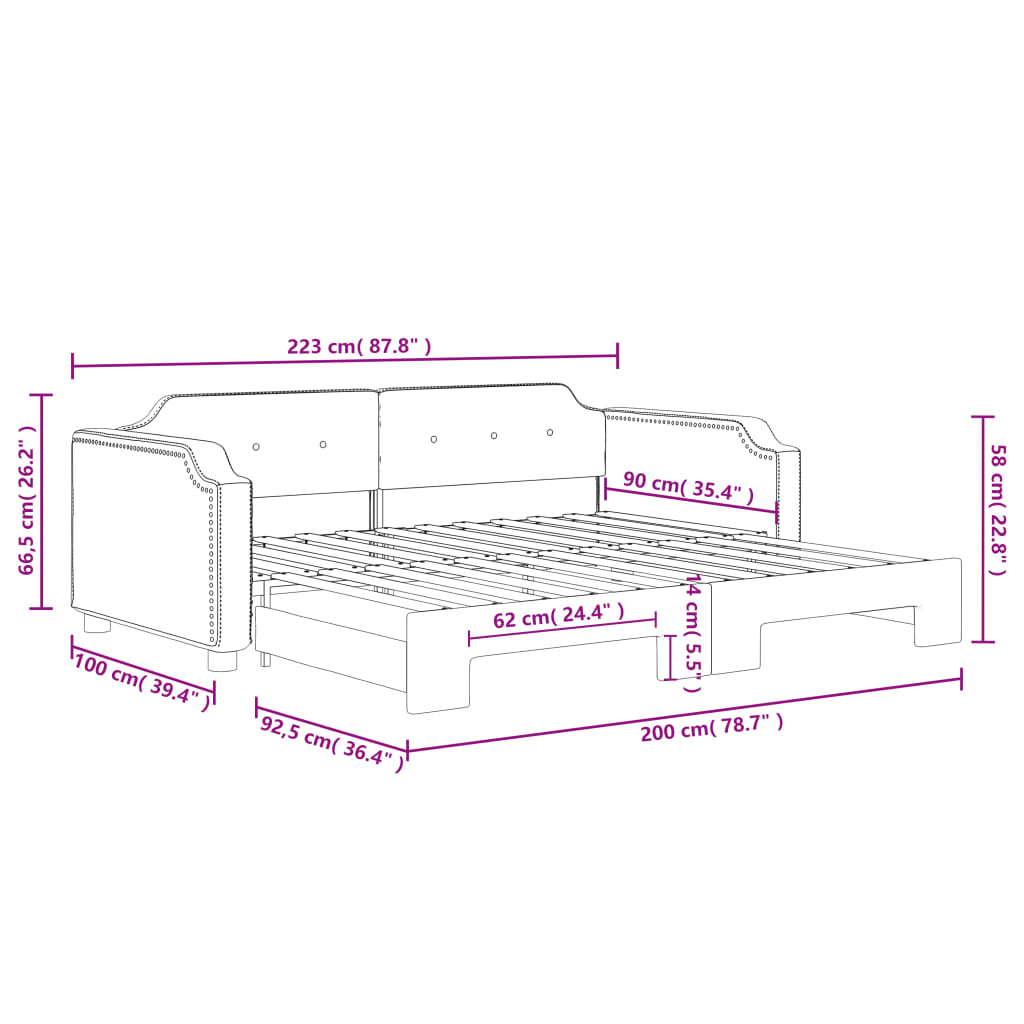 vidaXL Καναπές Κρεβάτι Συρόμενος Γκρι / Μπεζ 90 x 200 εκ. Υφασμάτινος