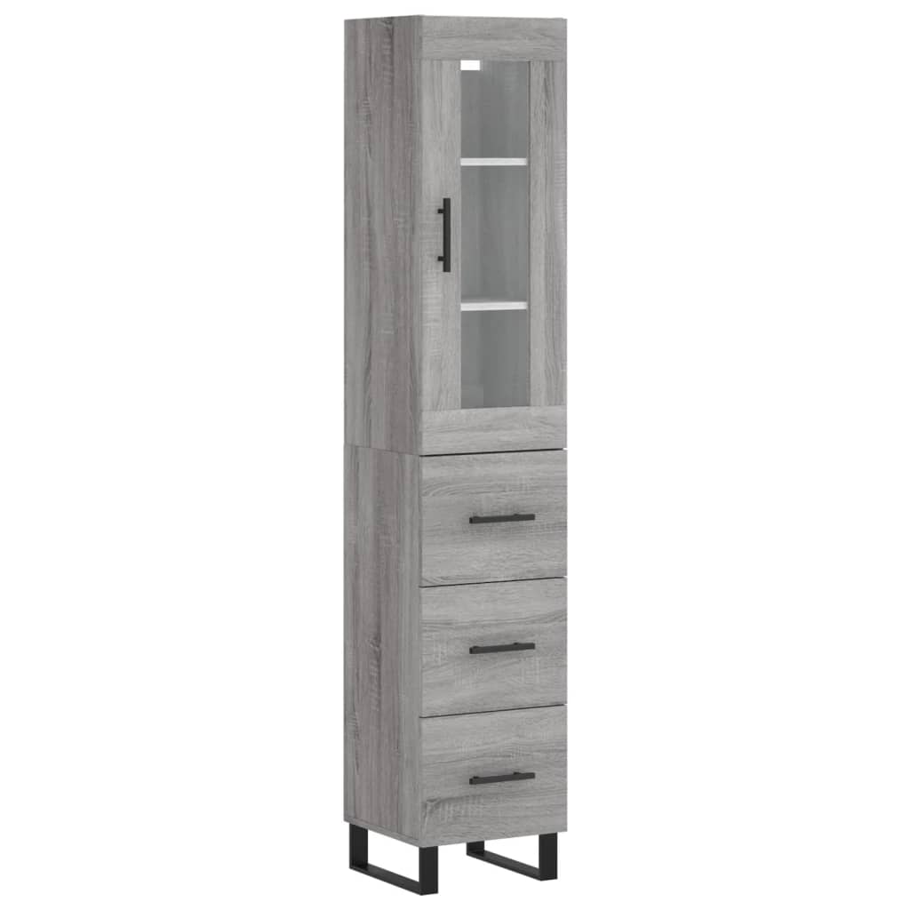 vidaXL Μπουφές Sonoma Γκρι 34,5 x 34 x 180 εκ. από Επεξεργασμένο Ξύλο