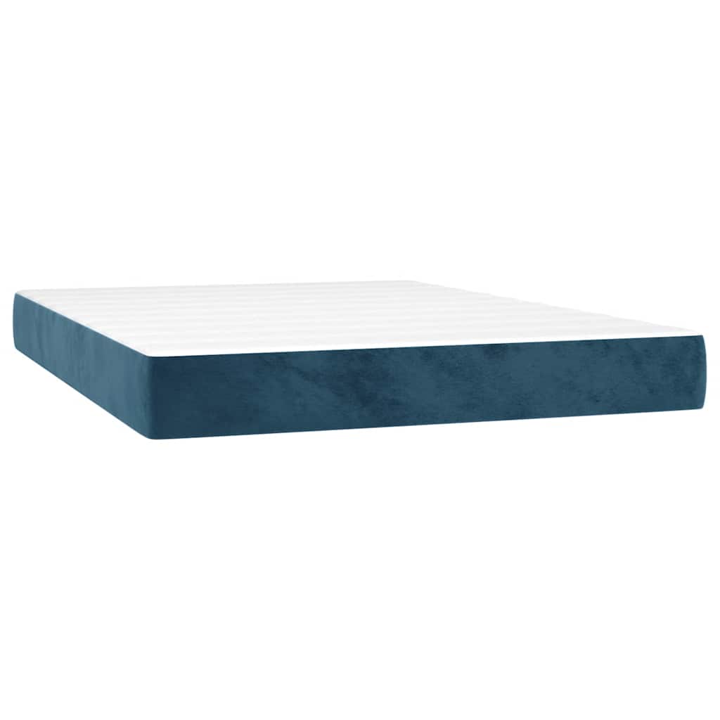 vidaXL Κρεβάτι Boxspring με Στρώμα Σκούρο Μπλε 140x200 εκ. Βελούδινο