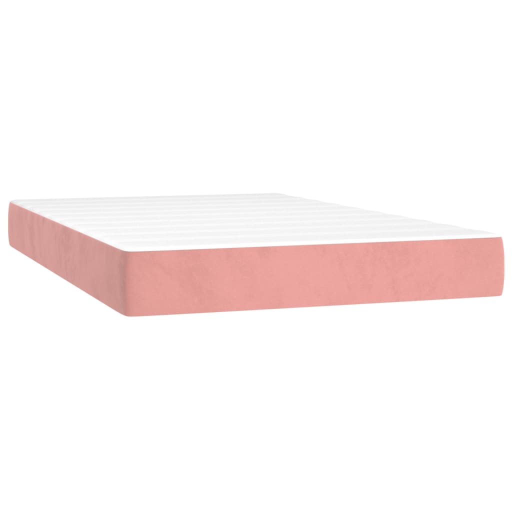 vidaXL Κρεβάτι Boxspring με Στρώμα Ροζ 120x200 εκ. Βελούδινο