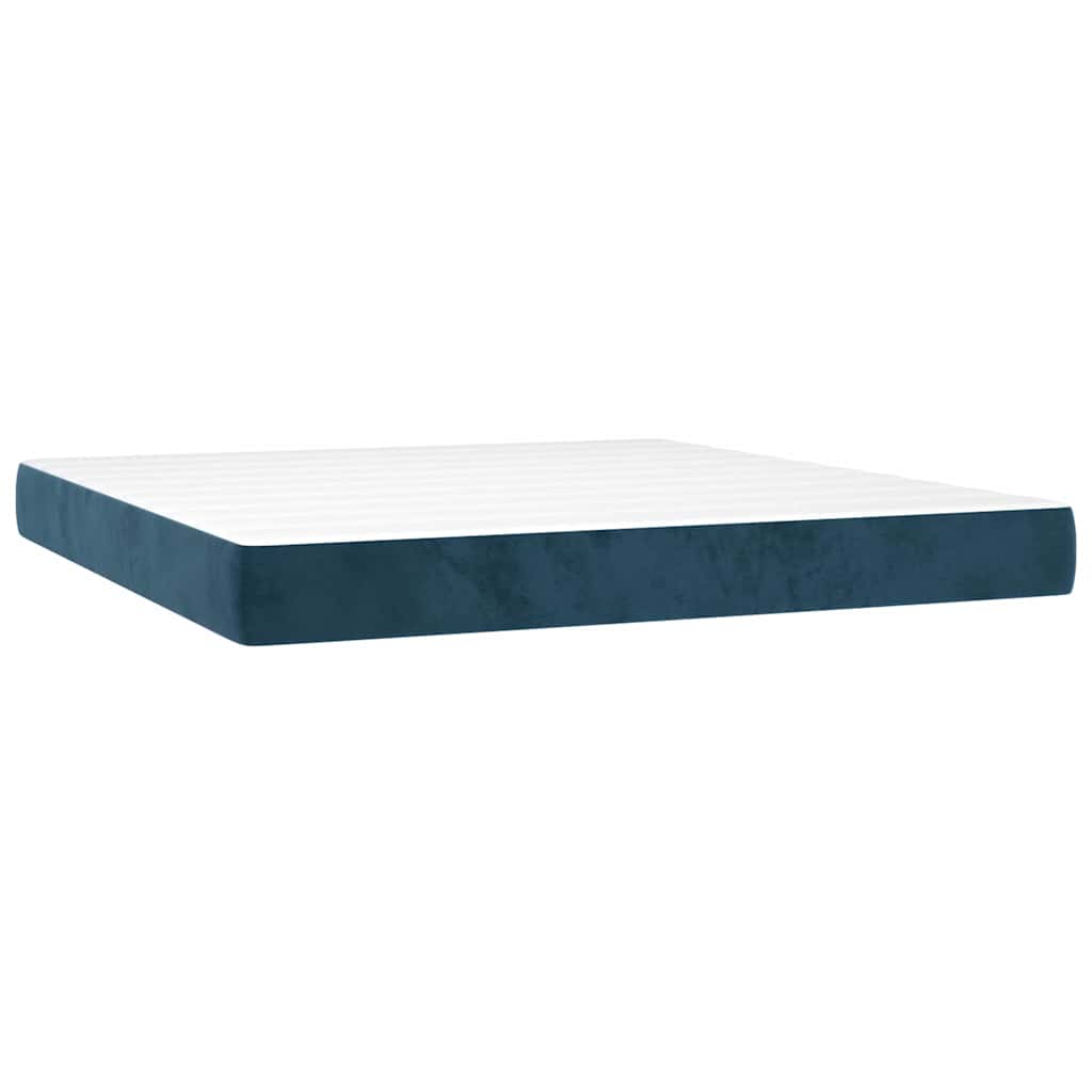 vidaXL Κρεβάτι Boxspring με Στρώμα Σκούρο Μπλε 160x200 εκ. Βελούδινο