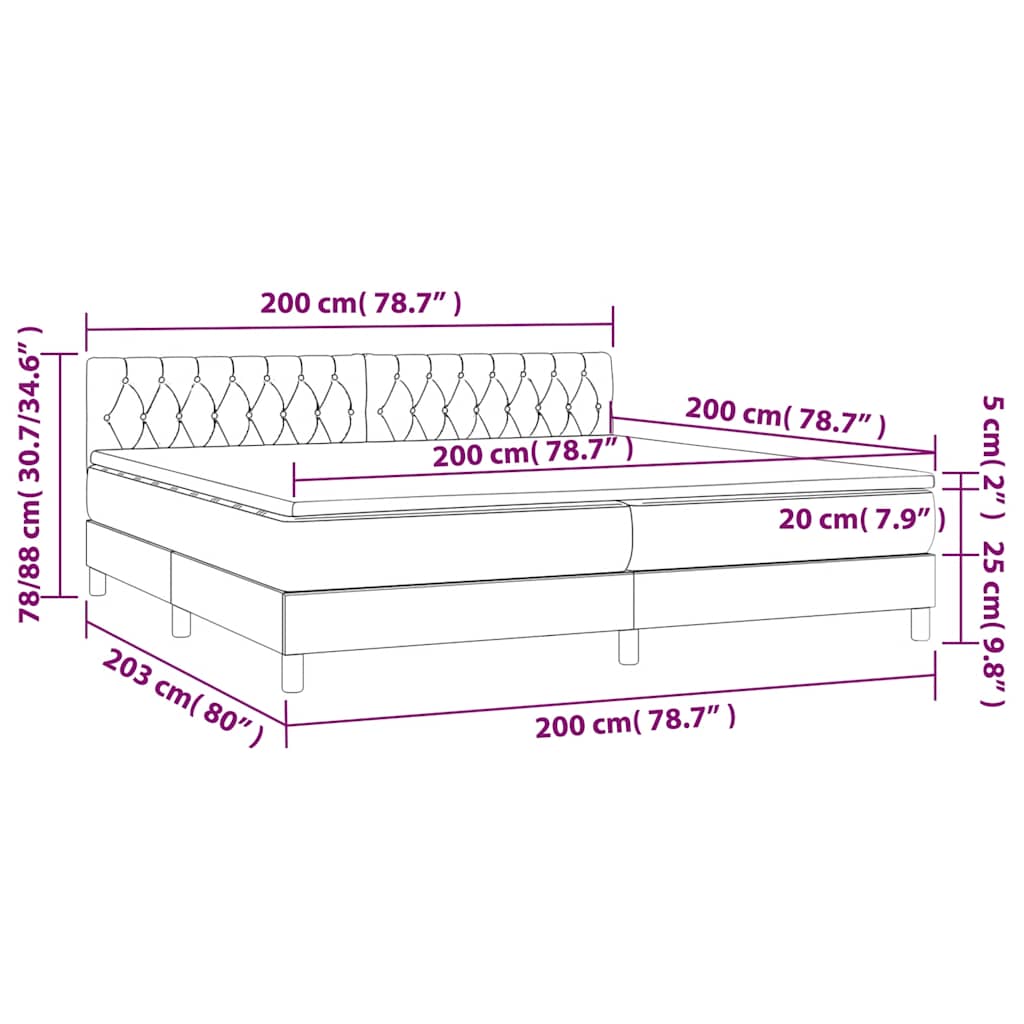vidaXL Κρεβάτι Boxspring με Στρώμα Σκούρο Πράσινο 200x200εκ. Βελούδινο