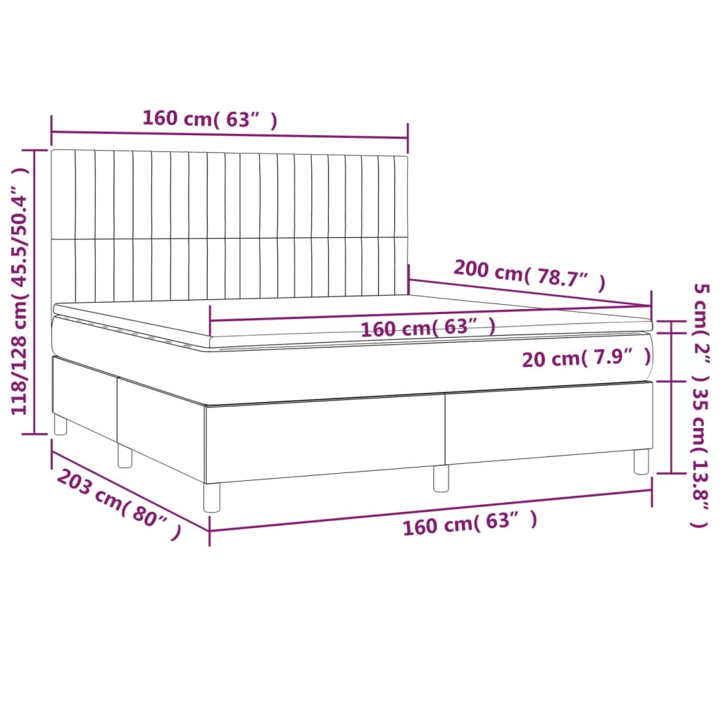 vidaXL Κρεβάτι Boxspring με Στρώμα Taupe 160x200 εκ. Υφασμάτινο