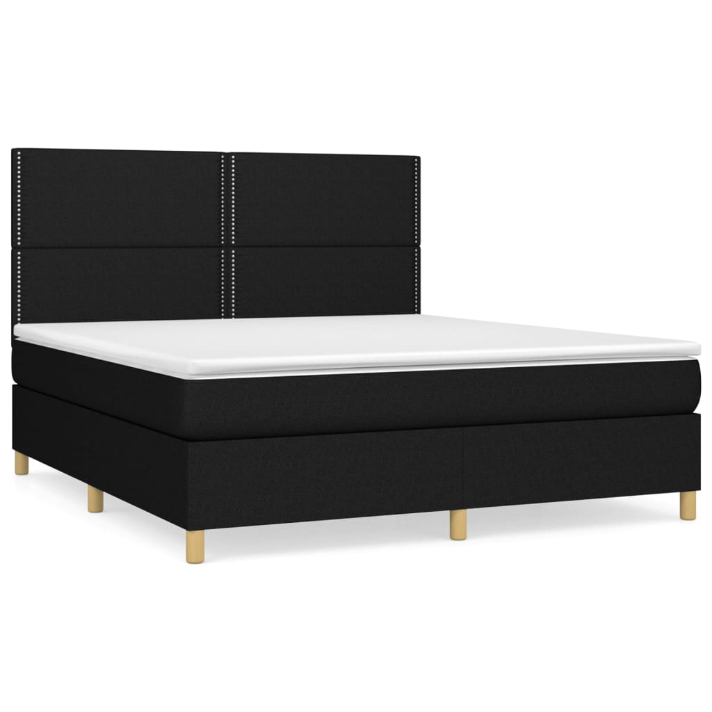 vidaXL Κρεβάτι Boxspring με Στρώμα Μαύρο 160x200 εκ. Υφασμάτινο