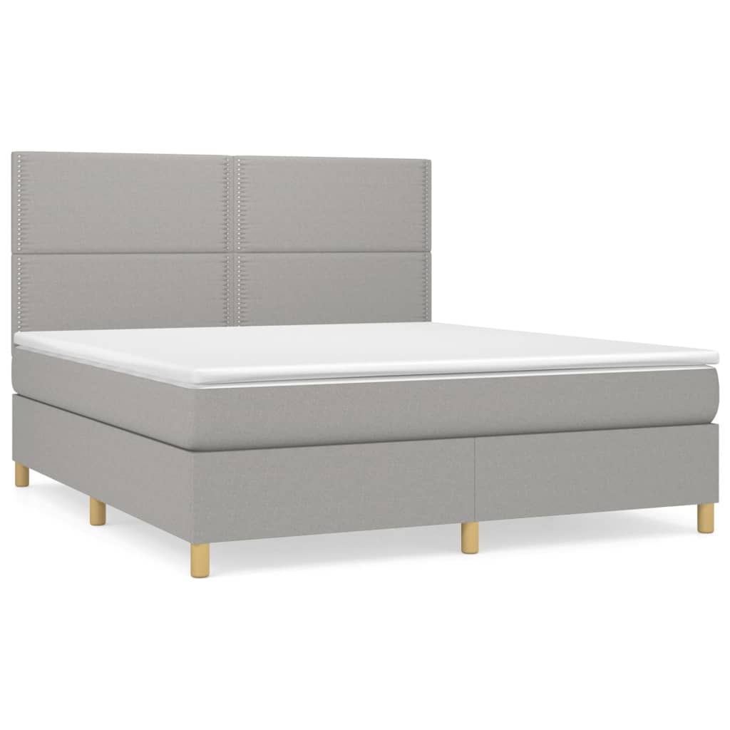 vidaXL Κρεβάτι Boxspring με Στρώμα Ανοιχτό Γκρι 180x200 εκ. Υφασμάτινο