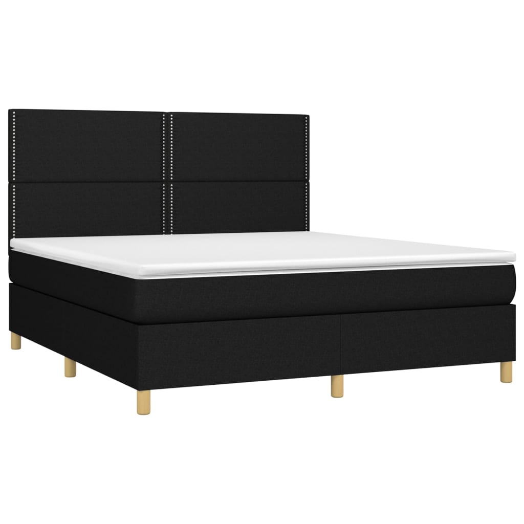 vidaXL Κρεβάτι Boxspring με Στρώμα Μαύρο 180x200 εκ. Υφασμάτινο