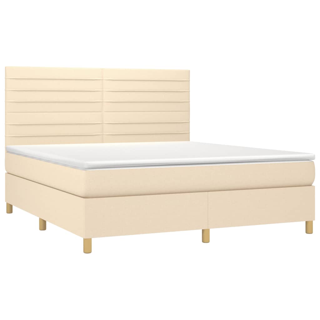 vidaXL Κρεβάτι Boxspring με Στρώμα Κρεμ 160x200 εκ. Υφασμάτινο