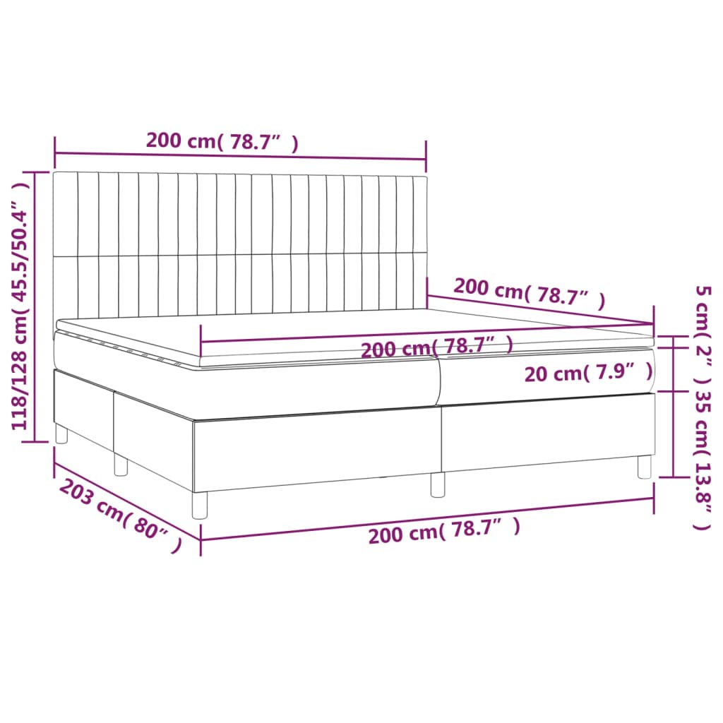 vidaXL Κρεβάτι Boxspring με Στρώμα Μπλε 200x200 εκ. Υφασμάτινο