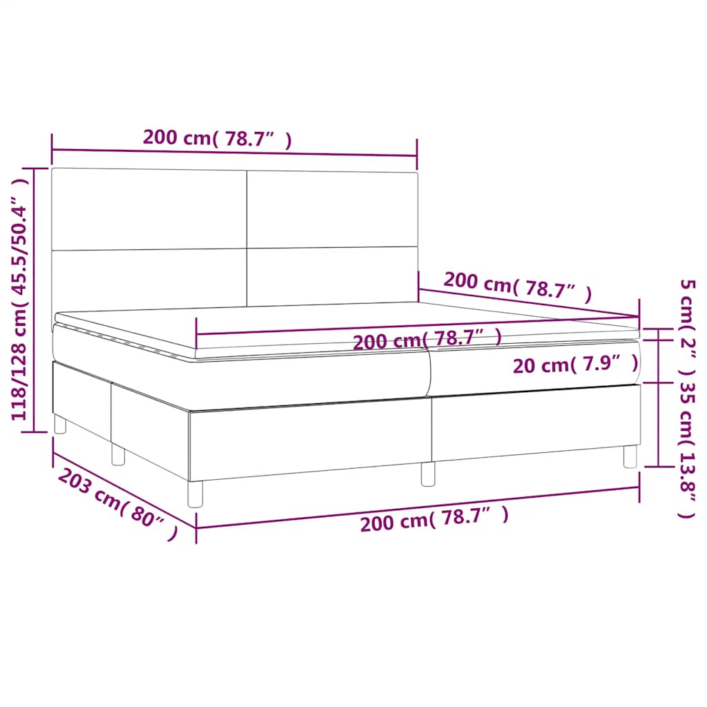 vidaXL Κρεβάτι Boxspring με Στρώμα Σκούρο Πράσινο 200x200εκ. Βελούδινο