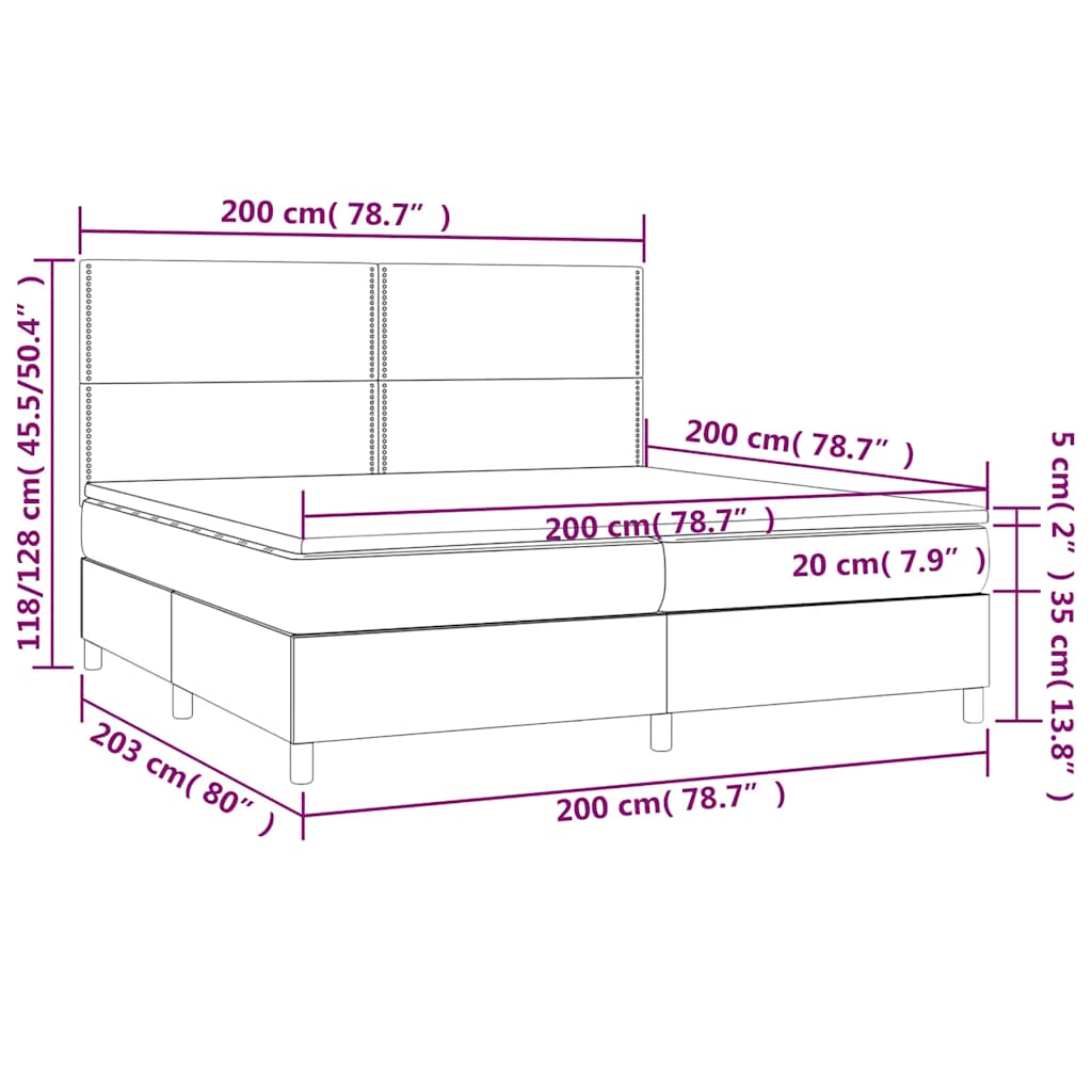 vidaXL Κρεβάτι Boxspring με Στρώμα Σκούρο Πράσινο 200x200εκ. Βελούδινο