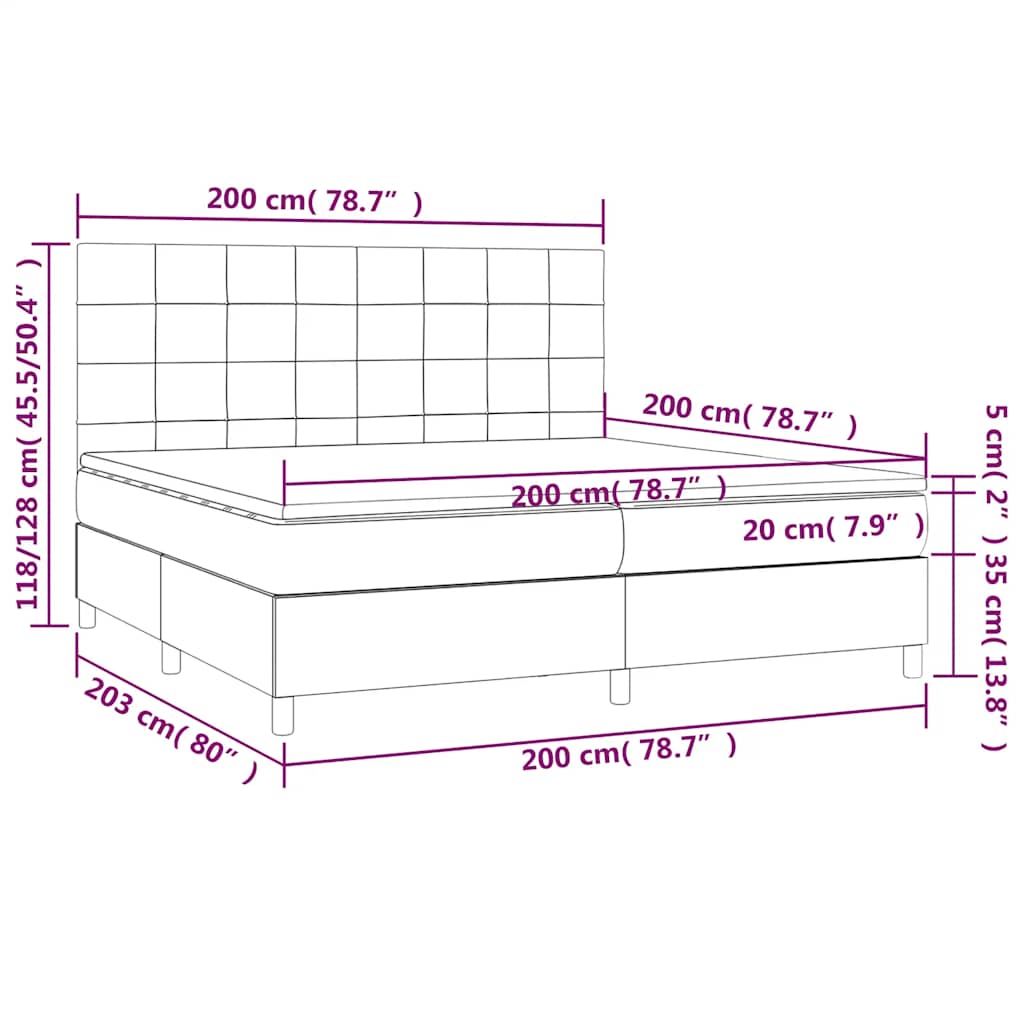 vidaXL Κρεβάτι Boxspring με Στρώμα Σκούρο Πράσινο 200x200εκ. Βελούδινο
