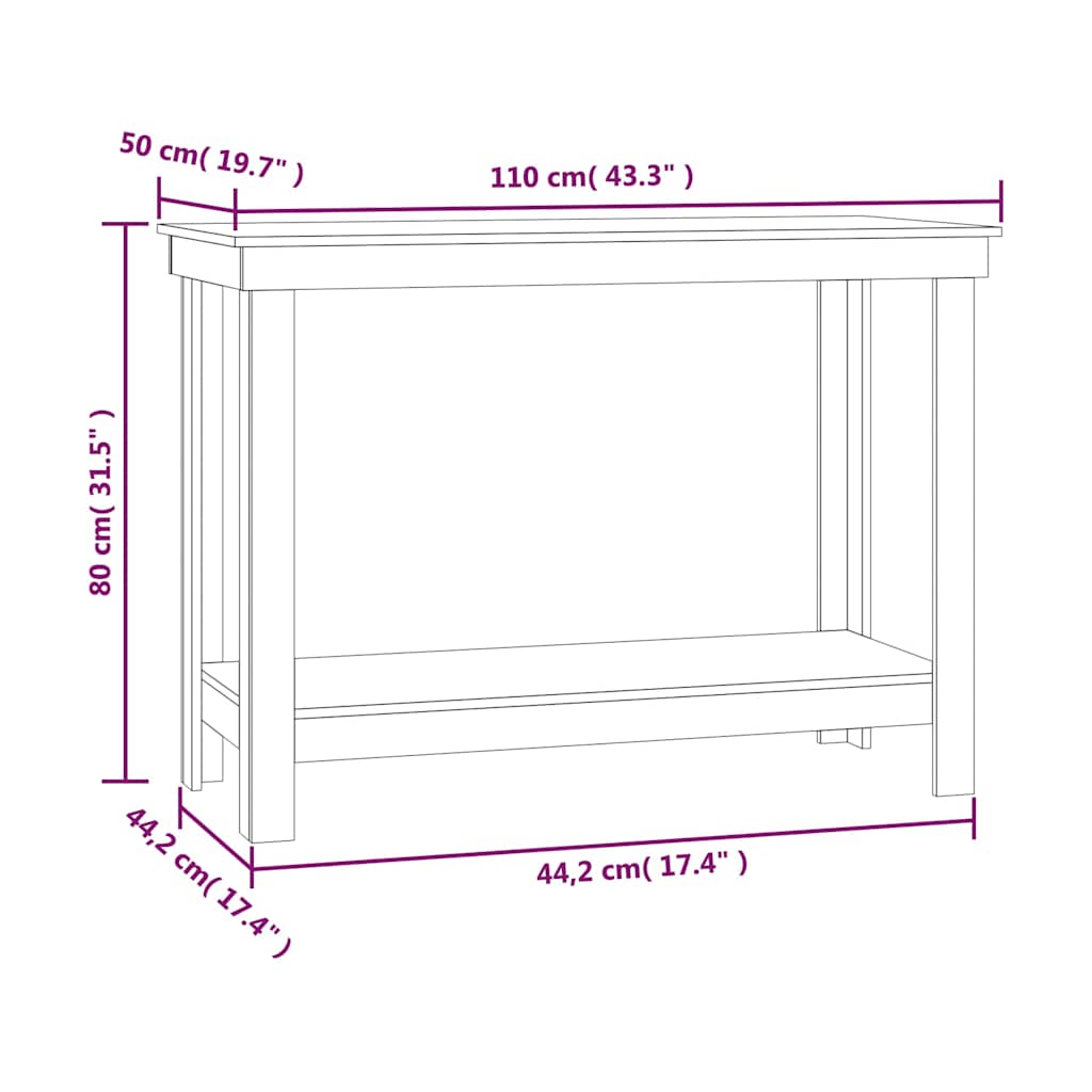 vidaXL Πάγκος Εργασίας 110 x 50 x 80 εκ. από Μασίφ Ξύλο Πεύκου