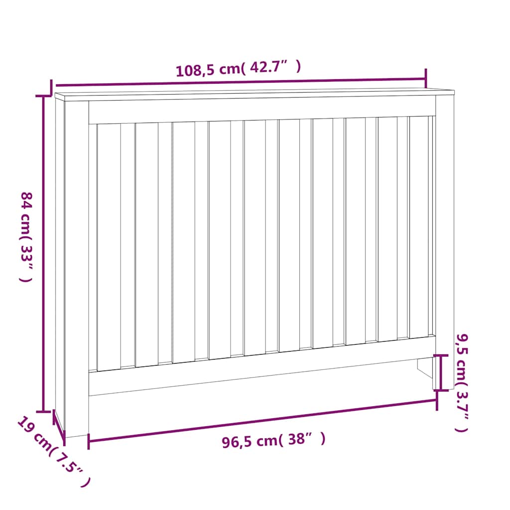 vidaXL Κάλυμμα Καλοριφέρ Λευκό 108,5x19x84 εκ. από Μασίφ Ξύλο Πεύκου