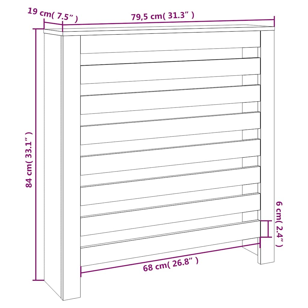 vidaXL Κάλυμμα Καλοριφέρ 79,5 x 19 x 84 εκ. από Μασίφ Ξύλο Πεύκου