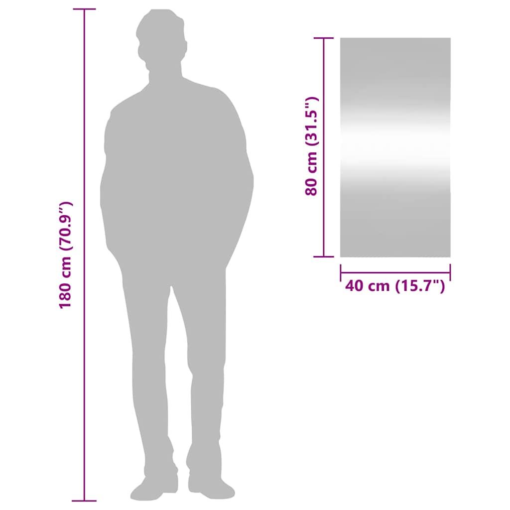 vidaXL Καθρέφτης Επιτοίχιος Ορθογώνιος 40 x 80 εκ.
