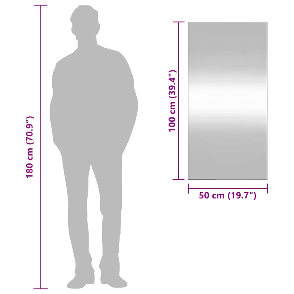 vidaXL Καθρέφτης Επιτοίχιος Ορθογώνιος 50 x 100 εκ. Γυάλινος