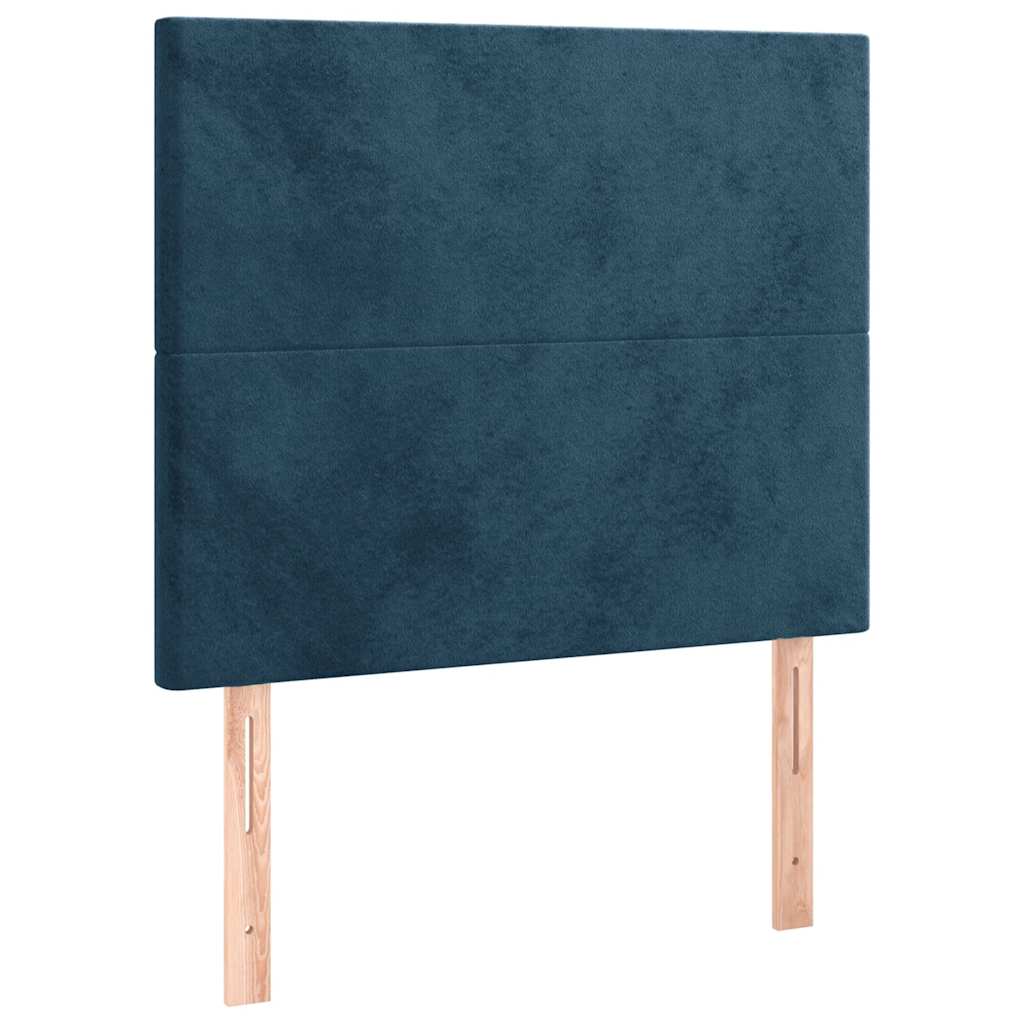 vidaXL Κρεβάτι Boxspring με Στρώμα Σκούρο Μπλε 90x200 εκ. Βελούδινο