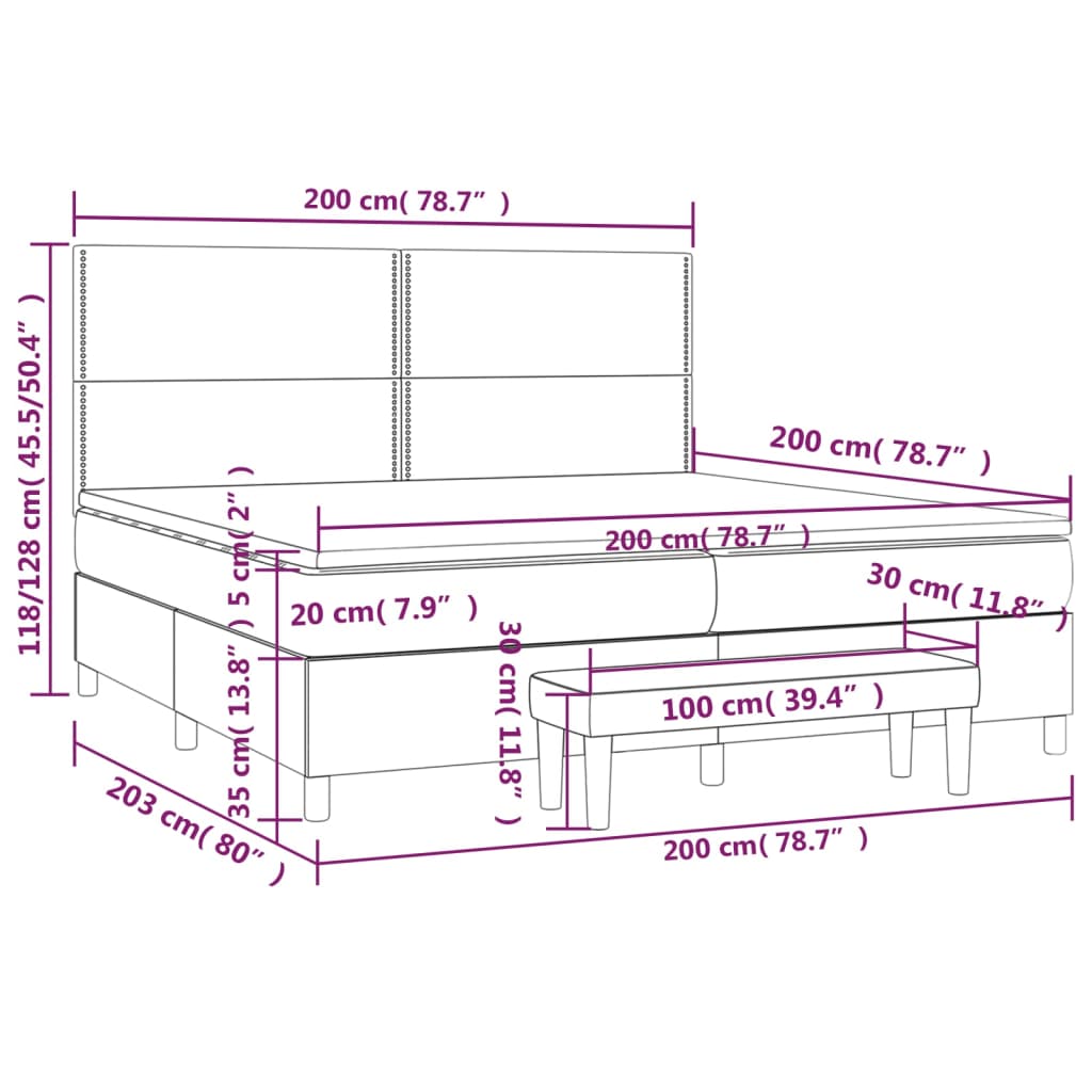 vidaXL Κρεβάτι Boxspring με Στρώμα Ροζ 200x200 εκ. Βελούδινο