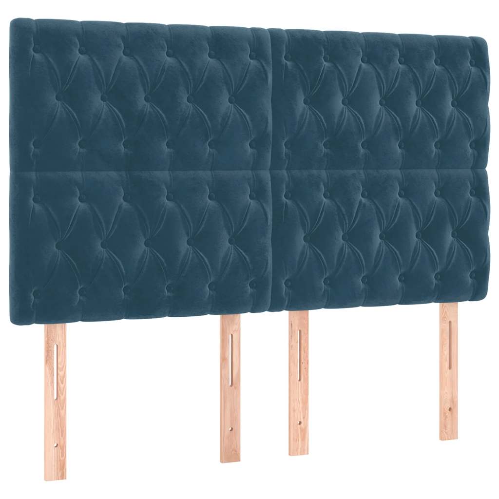 vidaXL Κρεβάτι Boxspring με Στρώμα Σκούρο Μπλε 160x200 εκ. Βελούδινο