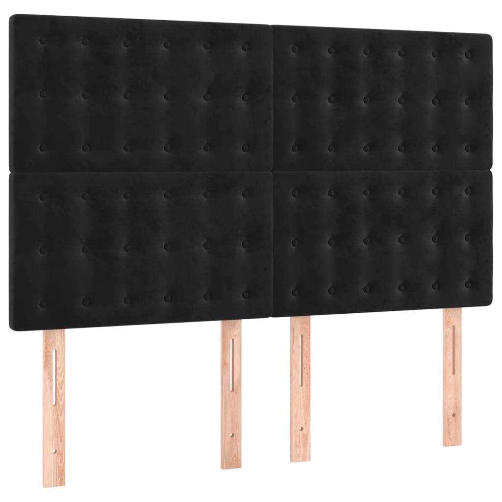 vidaXL Κρεβάτι Boxspring με Στρώμα Μαύρο 140x190 εκ. Βελούδινο