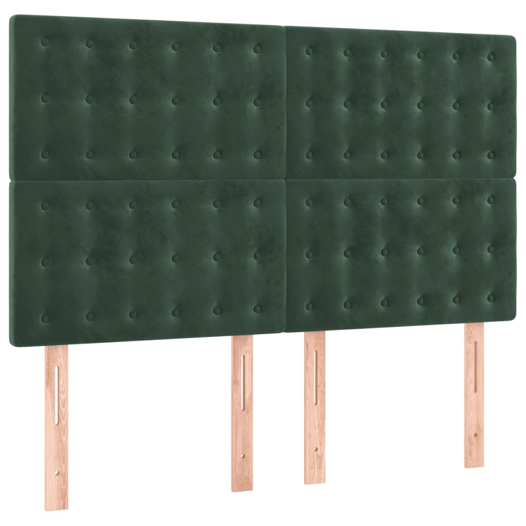 vidaXL Κρεβάτι Boxspring με Στρώμα Σκούρο Πράσινο 140x200εκ. Βελούδινο