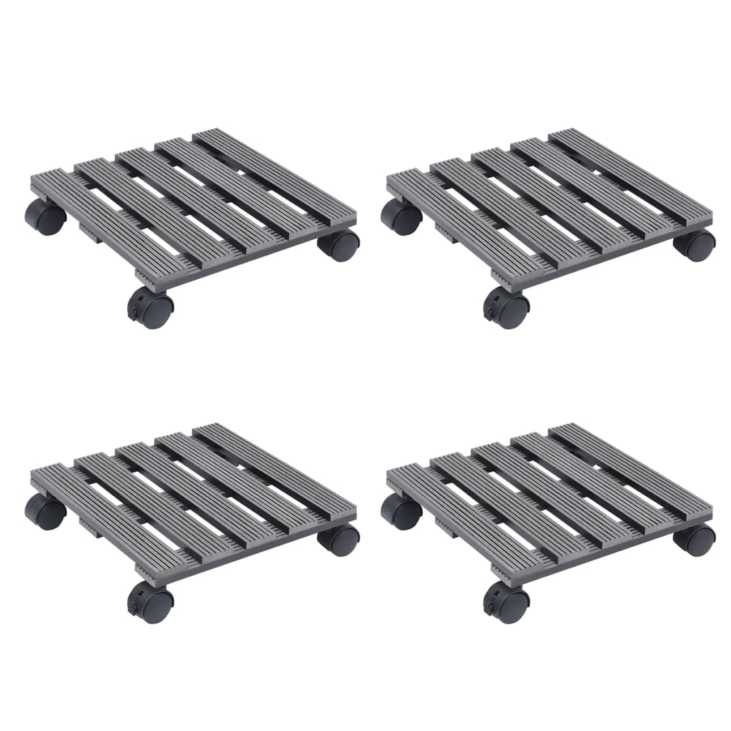vidaXL Βάσεις για Γλάστρες με Ρόδες 4 τεμ. Γκρι 30x30x7,5 εκ. από WPC