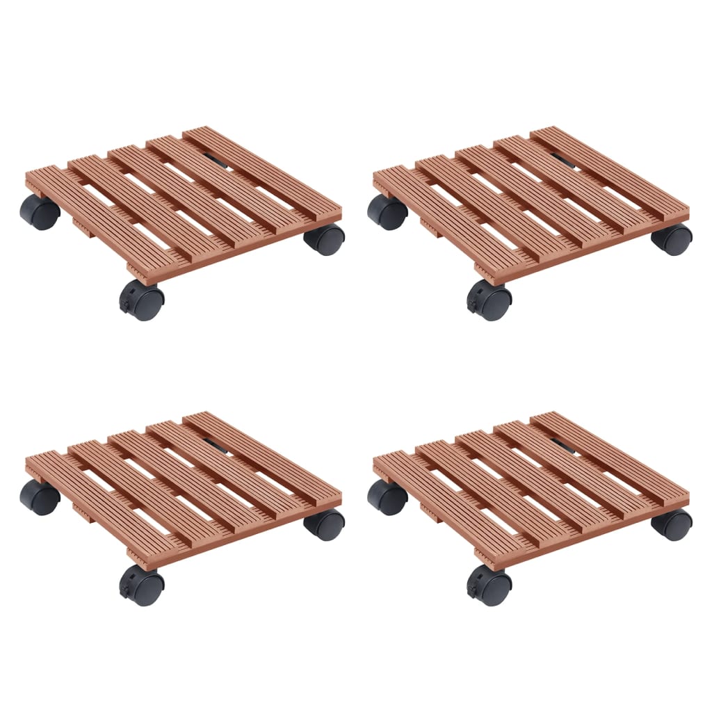 vidaXL Βάσεις για Γλάστρες με Ρόδες 4 τεμ. Καφέ 30x30x7,5 εκ. από WPC