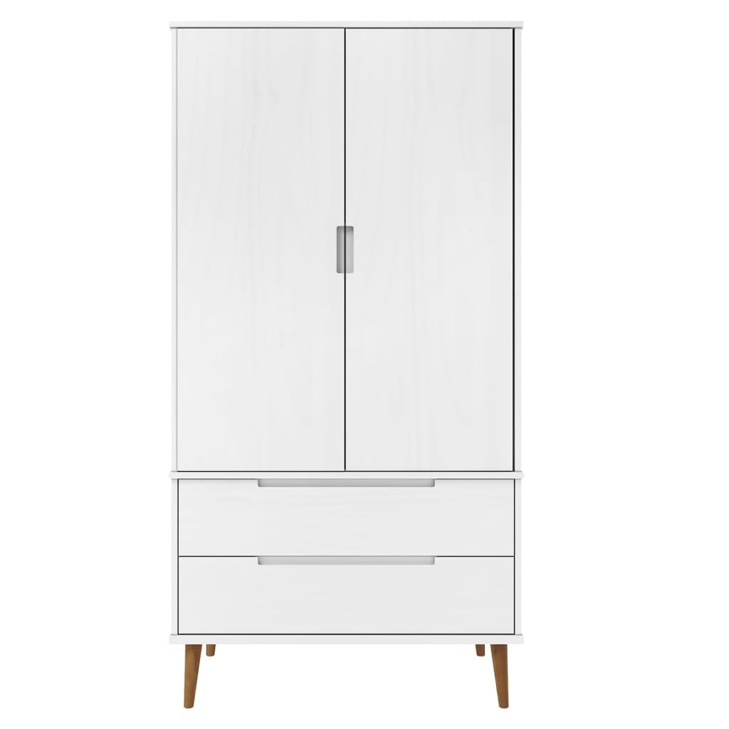 vidaXL Ντουλάπα MOLDE Λευκή 90x55x175 εκ. από Μασίφ Ξύλο Πεύκου