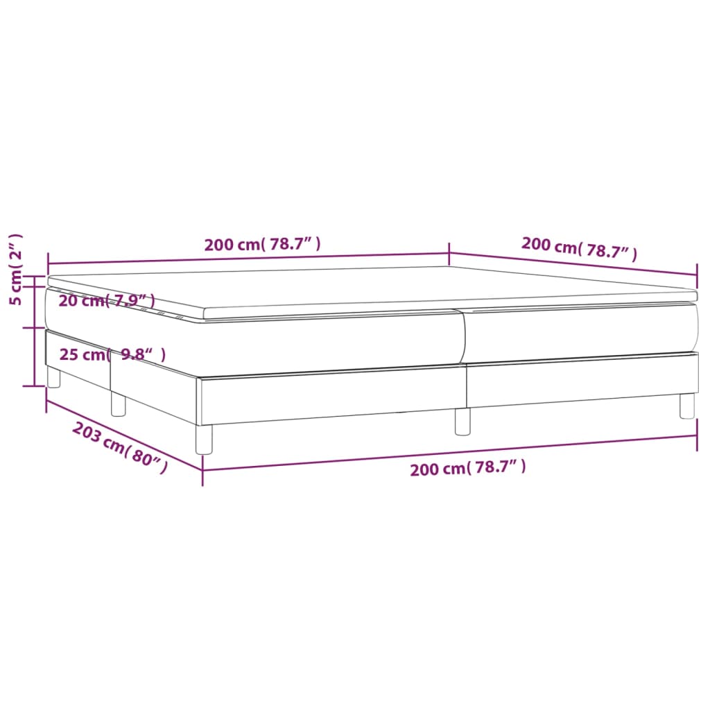 vidaXL Κρεβάτι Boxspring με Στρώμα Κρεμ 200x200 εκ. Υφασμάτινο