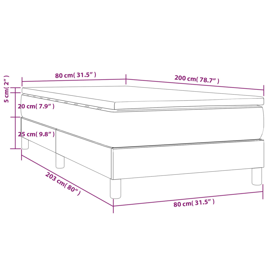 vidaXL Κρεβάτι Boxspring με Στρώμα Λευκό 80 x 200 εκ. Συνθετικό Δέρμα
