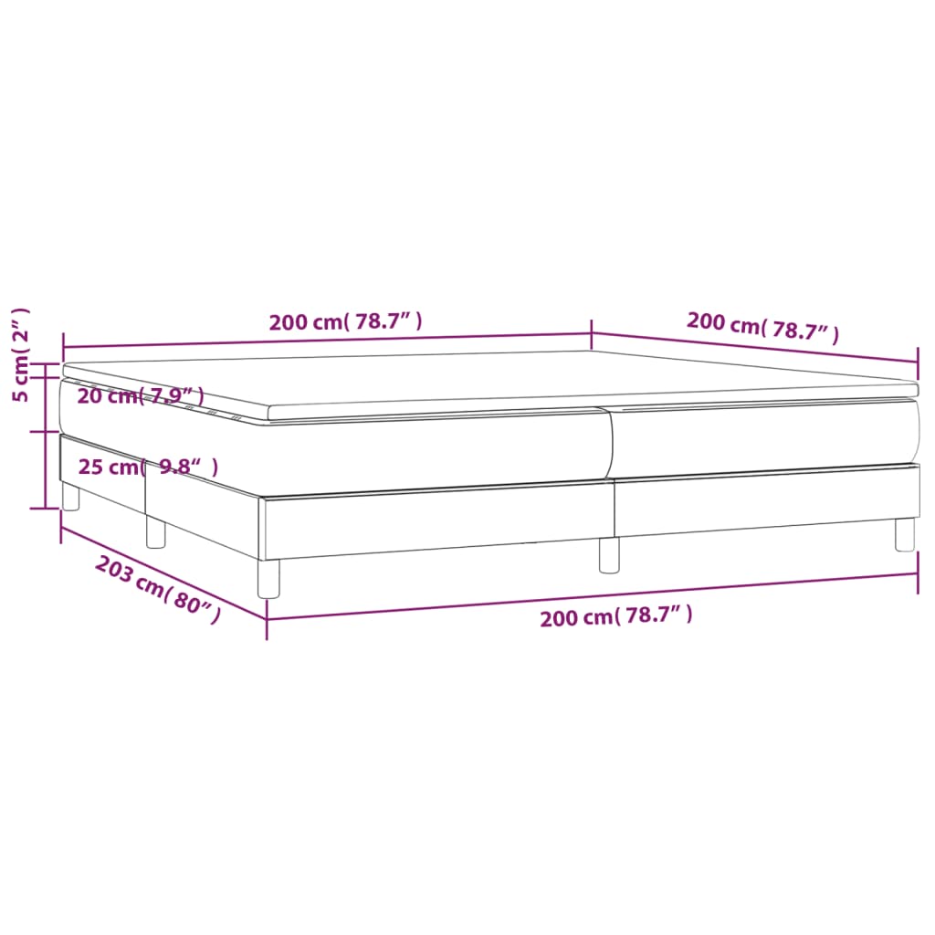 vidaXL Κρεβάτι Boxspring με Στρώμα Μαύρο 200x200 εκ. Συνθετικό Δέρμα