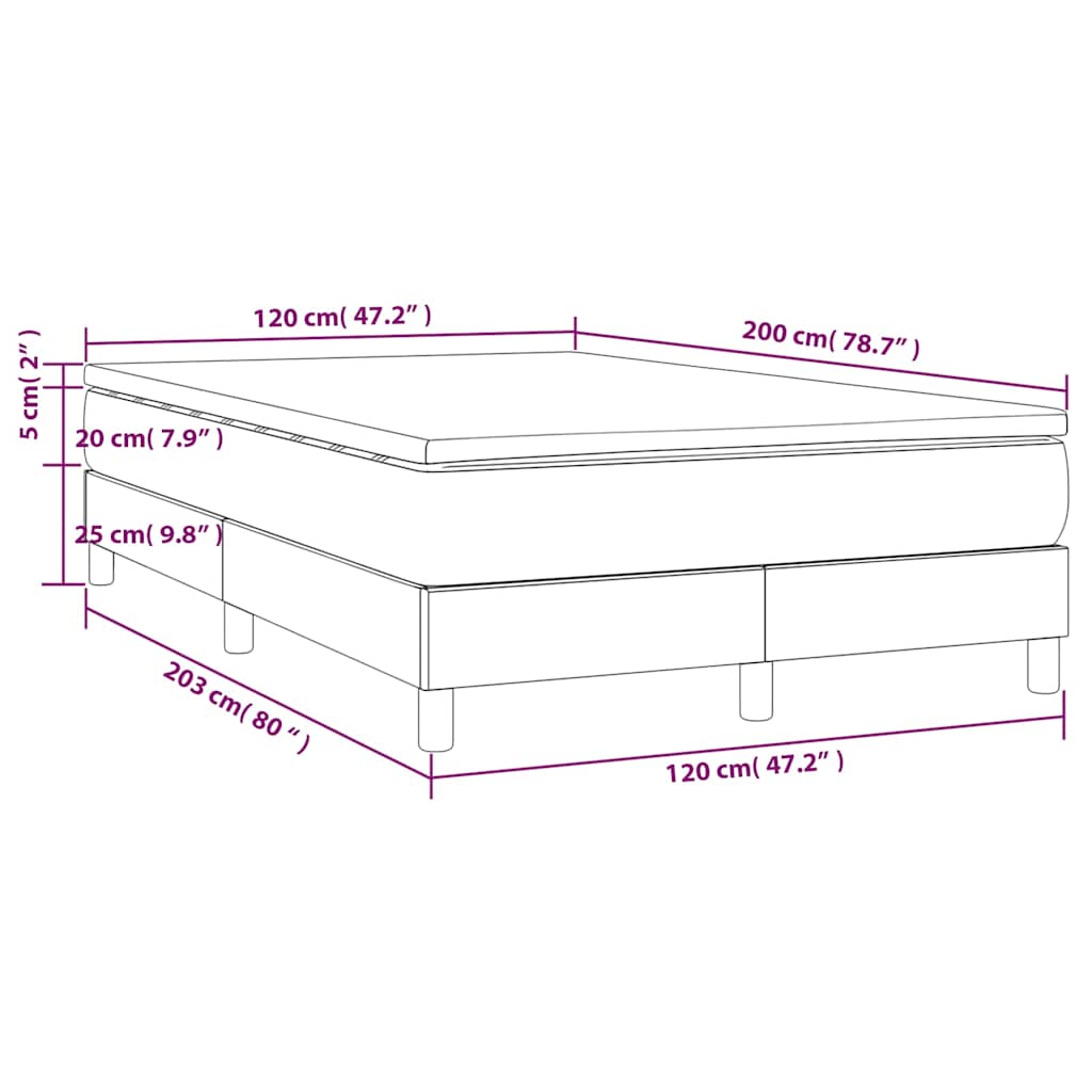 vidaXL Κρεβάτι Boxspring με Στρώμα Σκούρο Πράσινο 120x200εκ. Βελούδινο