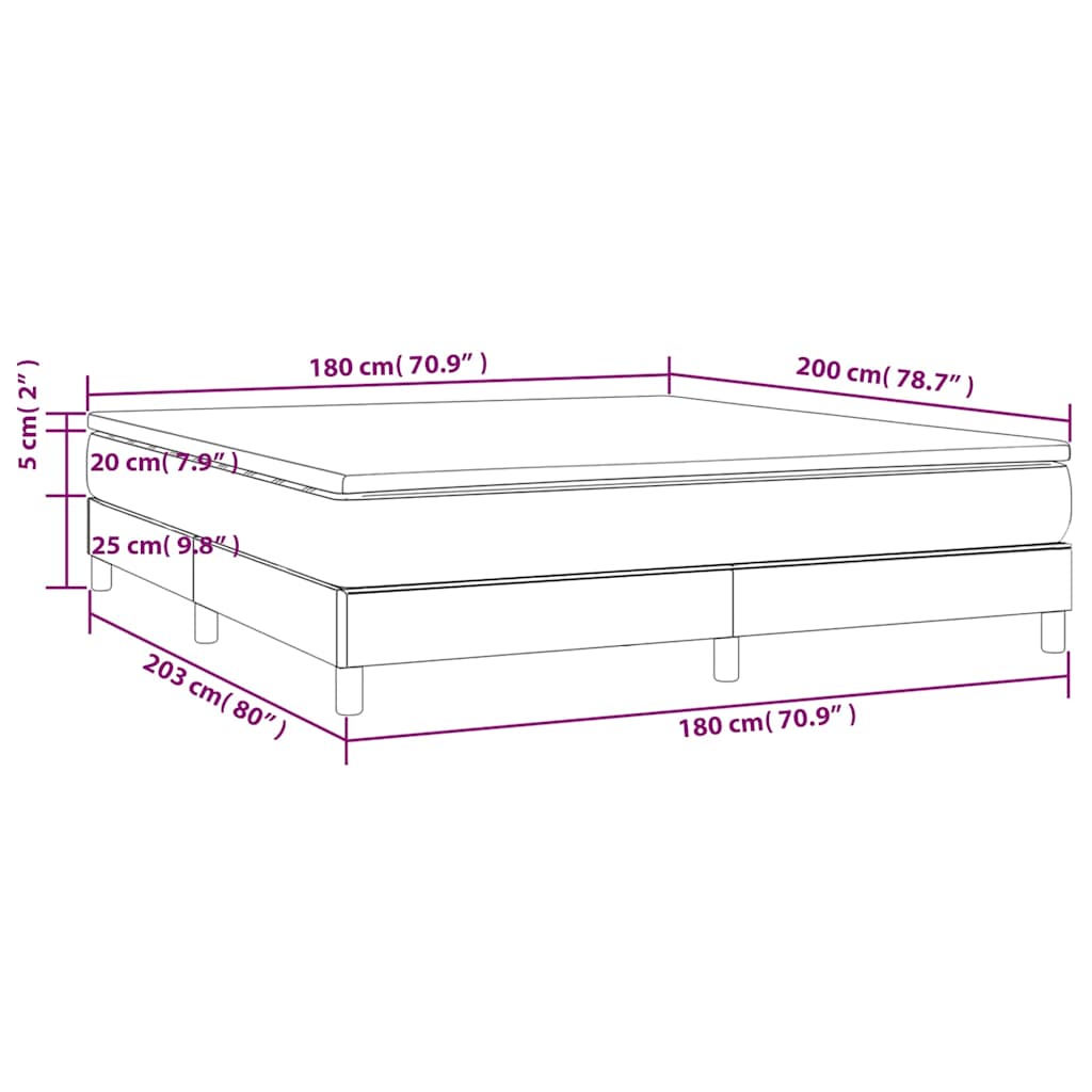vidaXL Κρεβάτι Boxspring με Στρώμα Σκούρο Μπλε 180x200 εκ. Βελούδινο