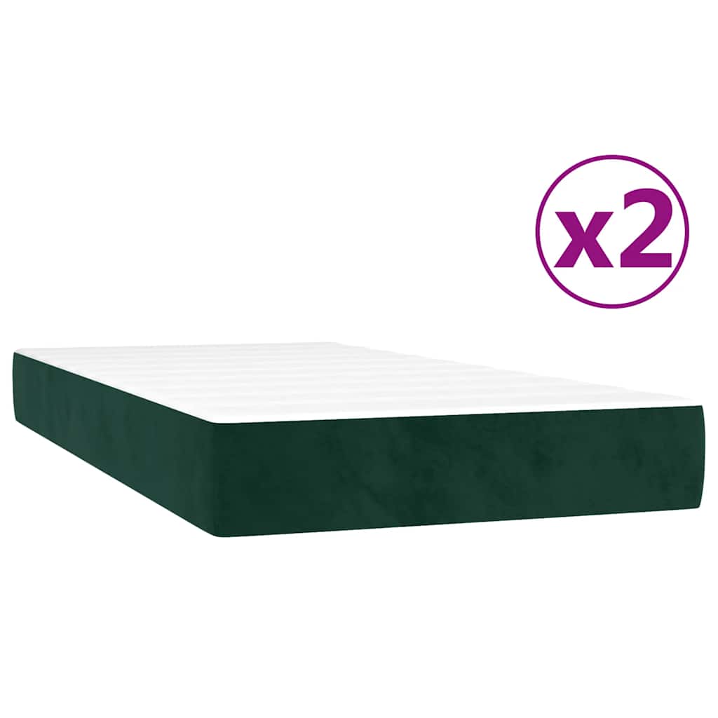 vidaXL Κρεβάτι Boxspring με Στρώμα Σκούρο Πράσινο 200x200εκ. Βελούδινο