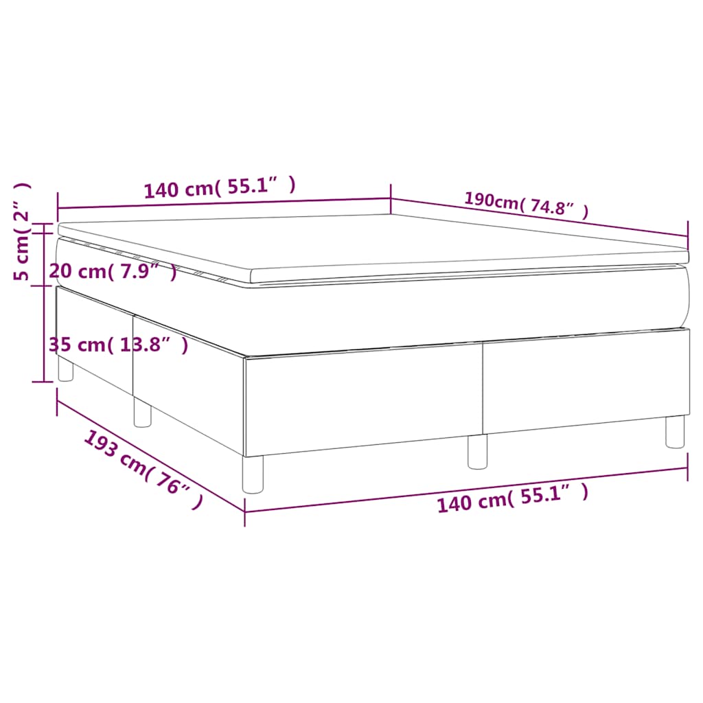 vidaXL Κρεβάτι Boxspring με Στρώμα Taupe 140x190 εκ. Υφασμάτινο