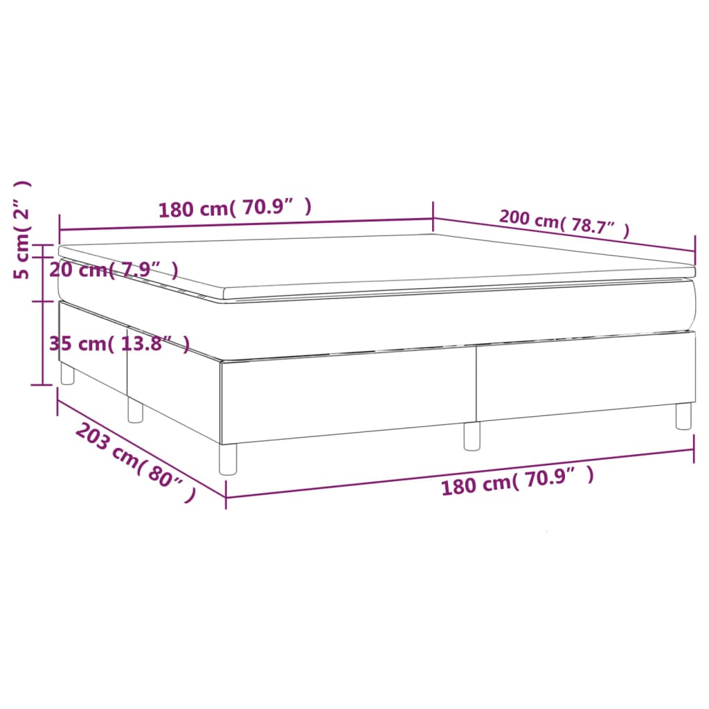 vidaXL Κρεβάτι Boxspring με Στρώμα Κρεμ 180x200 εκ. Υφασμάτινο