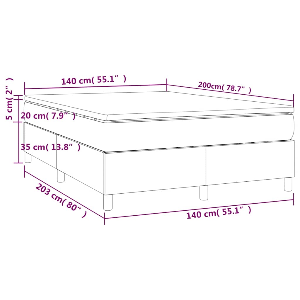 vidaXL Κρεβάτι Boxspring με Στρώμα Σκούρο Πράσινο 140x200εκ. Βελούδινο