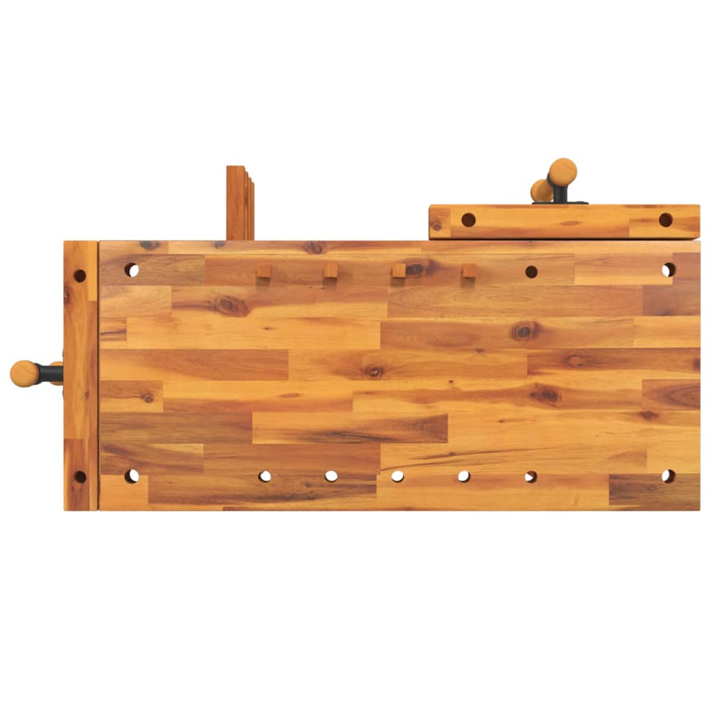 vidaXL Πάγκος Εργασίας με Μέγγενες 92x48x83 εκ. από Μασίφ Ξύλο Ακακίας