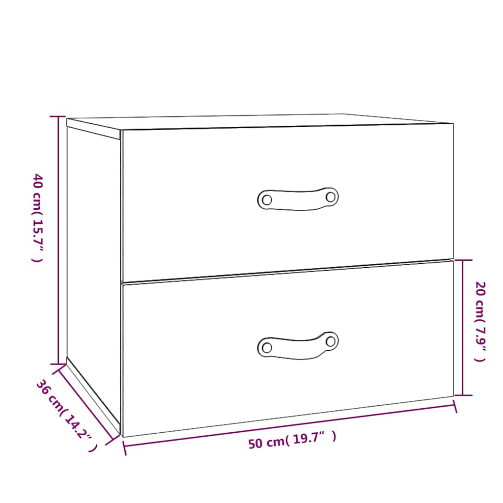 vidaXL Κομοδίνo Επιτοίχιo Καφέ Μελί 50 x 36 x 40 εκ.