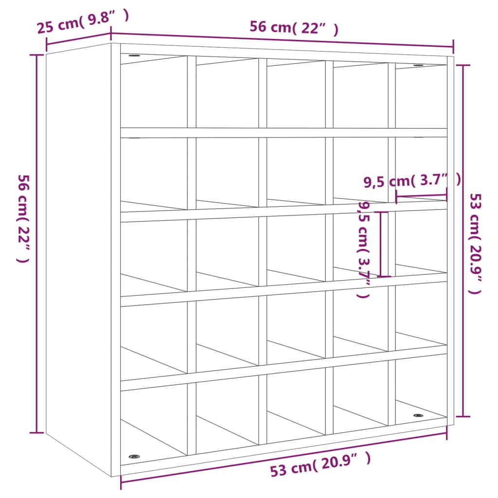 vidaXL Κάβα Κρασιών Λευκό 56 x 25 x 56 εκ. από Μασίφ Ξύλο Πεύκου